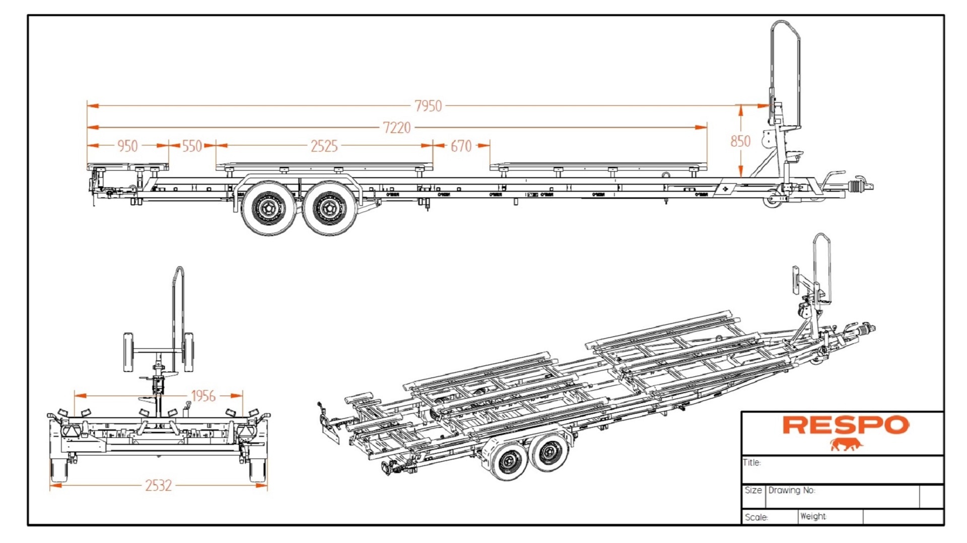 3500V912T252 Причіп для понтонного човна