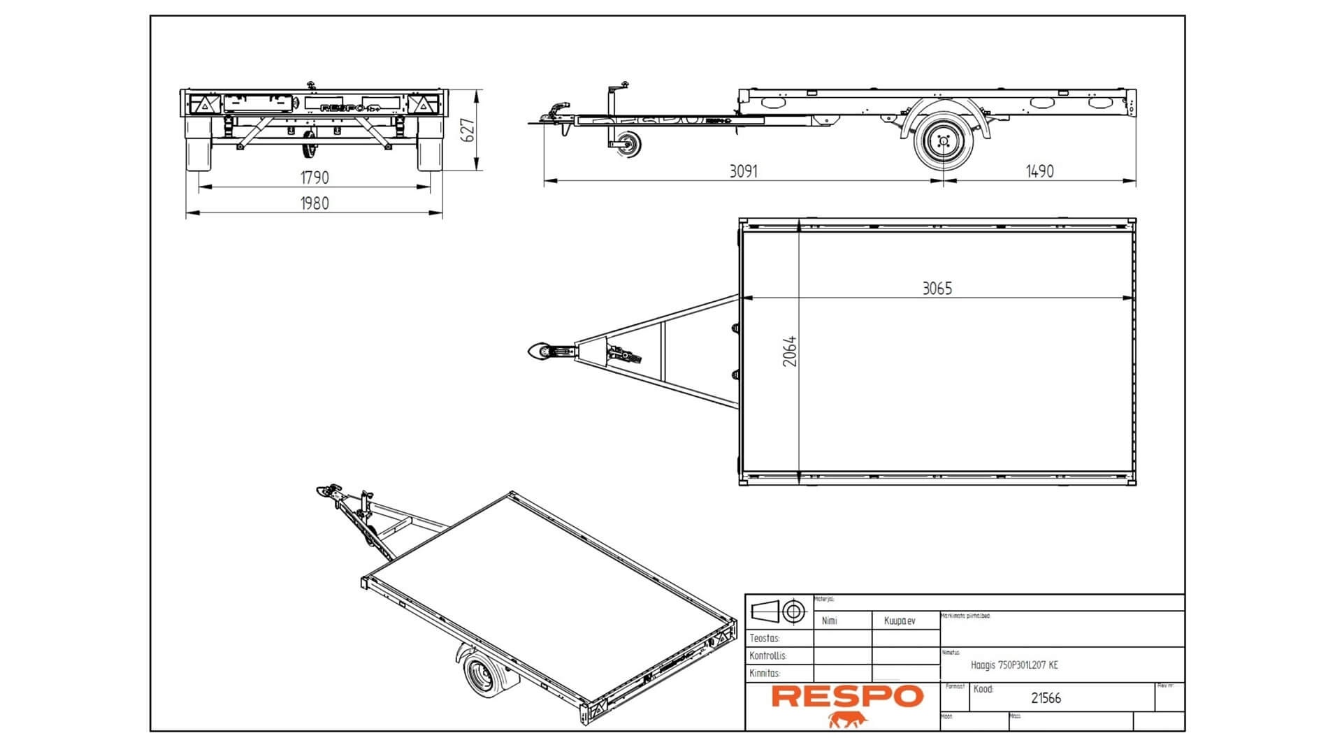 750P301L207 Платформний причіп