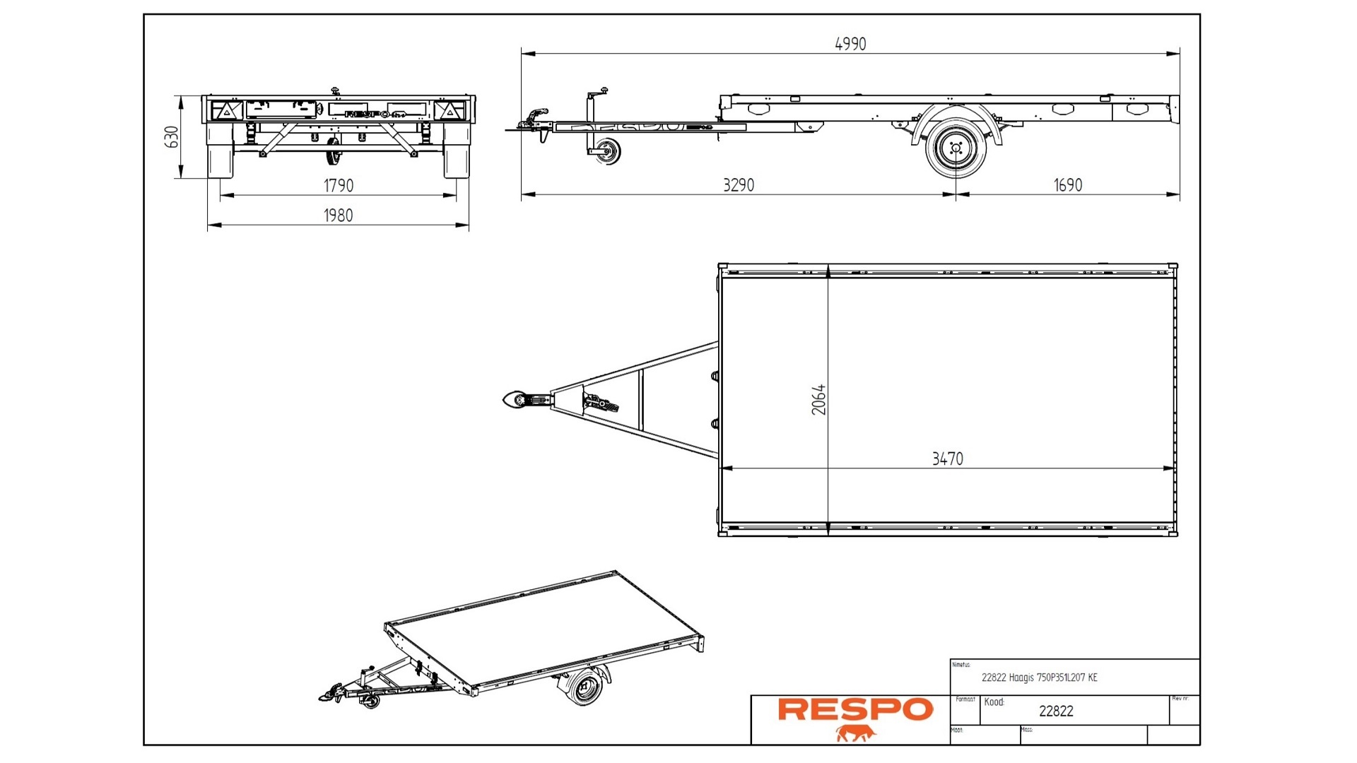 750P351L207 Платформний причіп