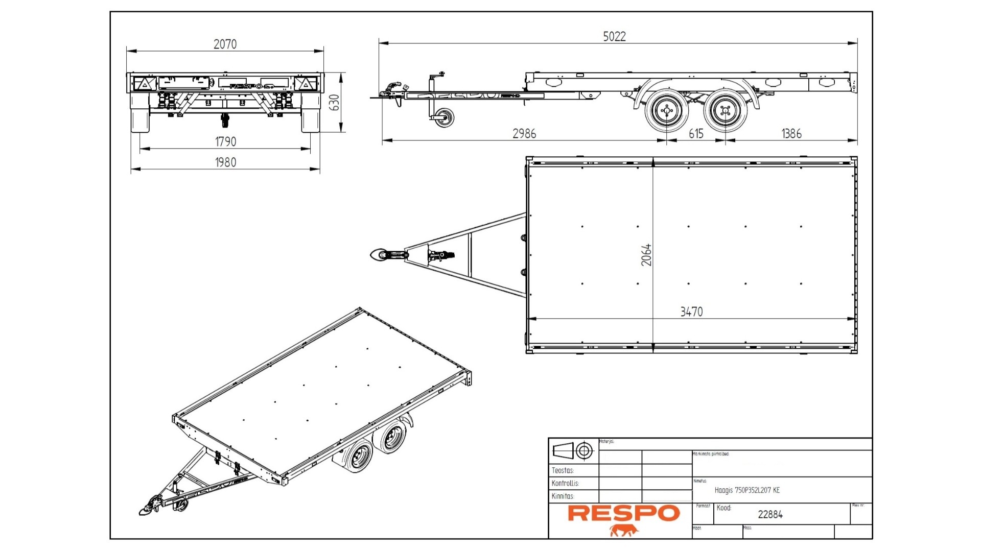 750P352L207 Платформний причіп