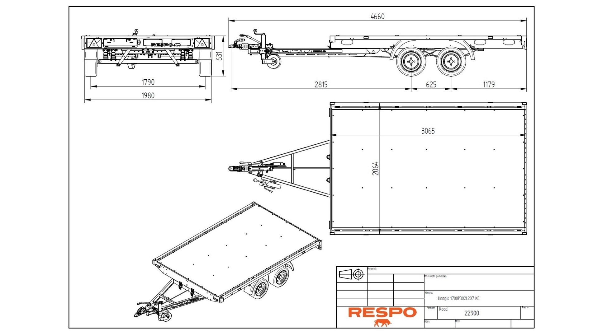 1700P302L207 Платформний причіп