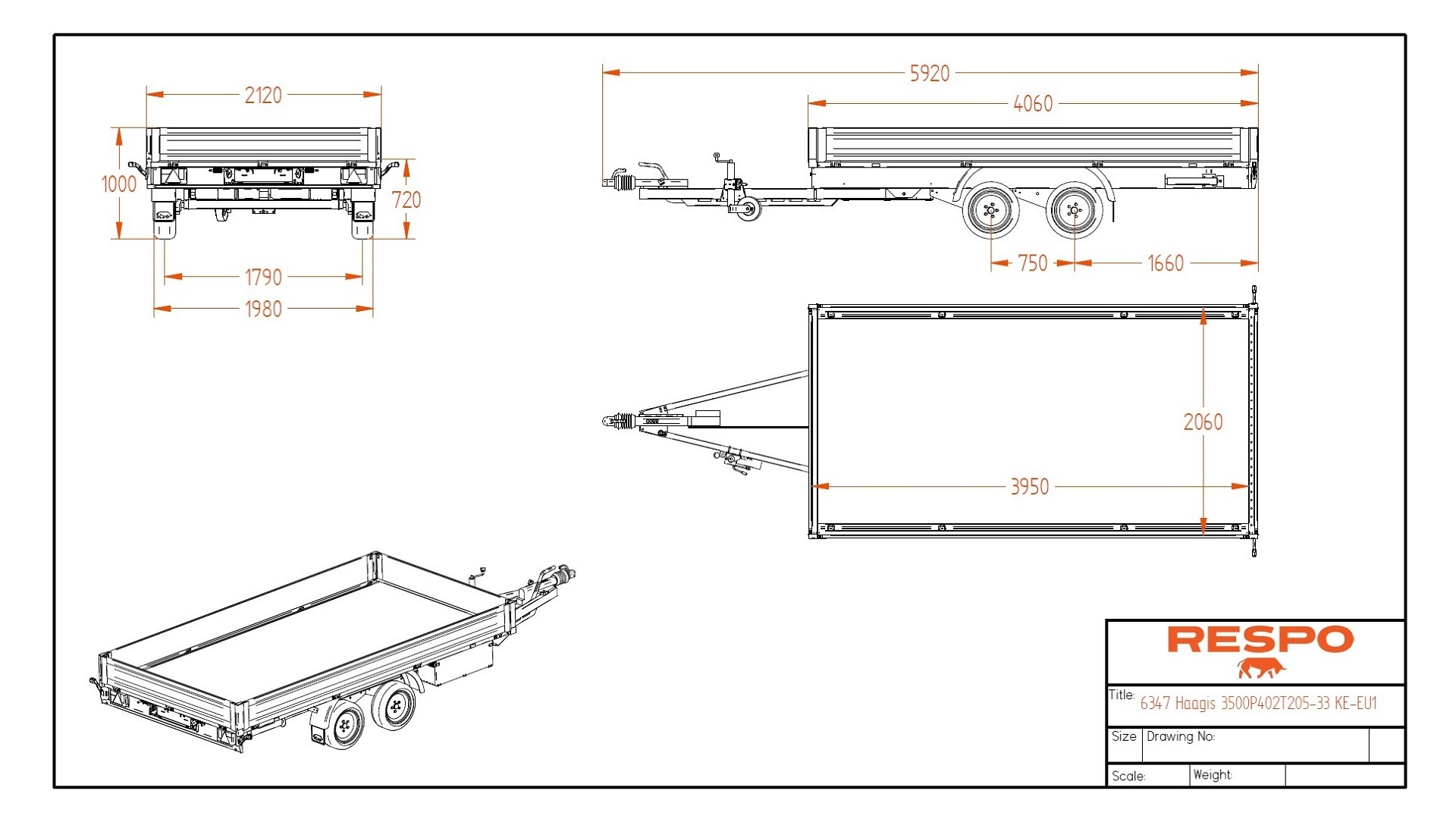 3500P402T205 Платформний причіп (з аксесуарами)